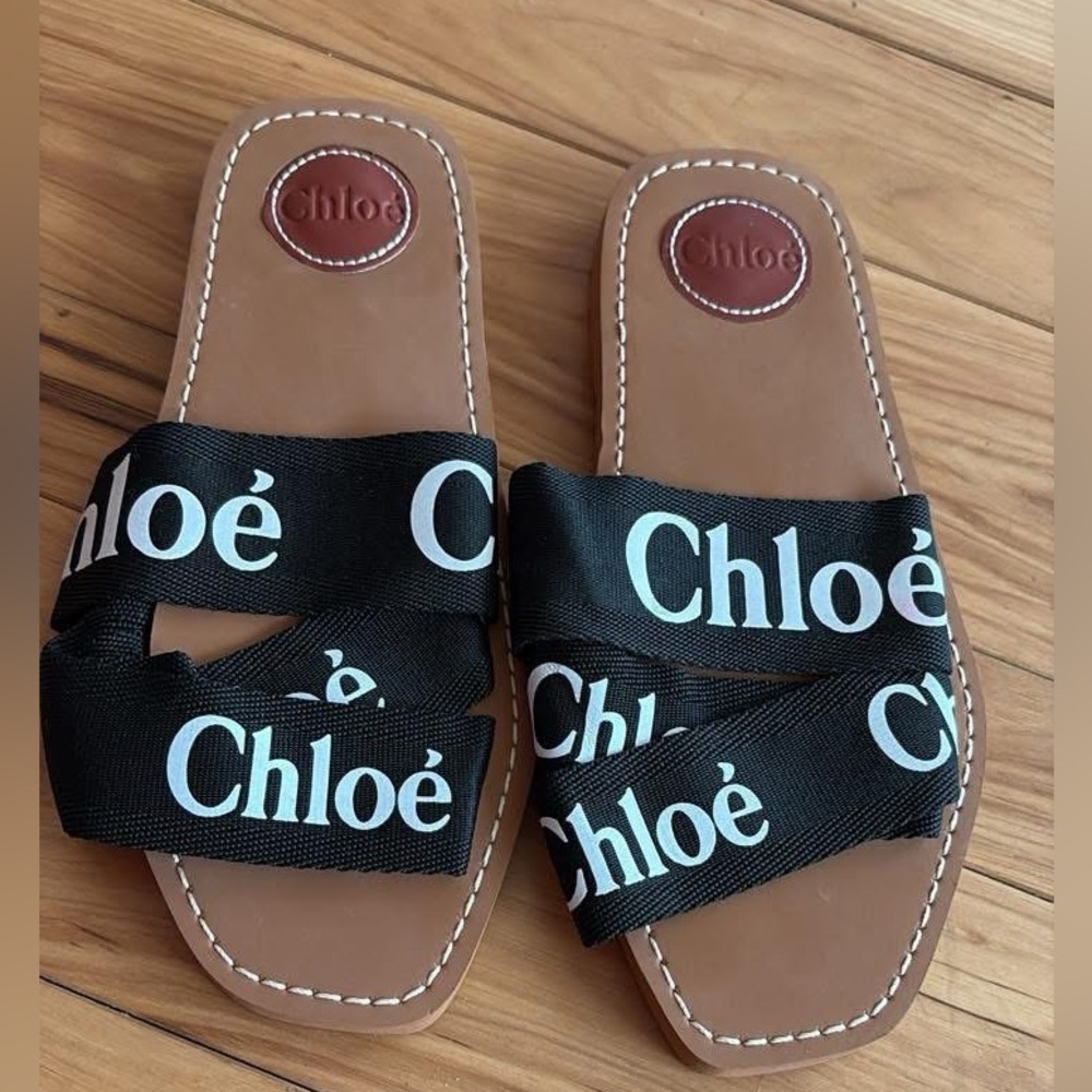 Black Sandals with Logo Straps